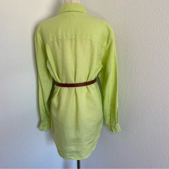 NWOT  Liz Claiborne Linen Lime Green Button Top w/Unique Belt Rare Size S - Picture 6 of 10